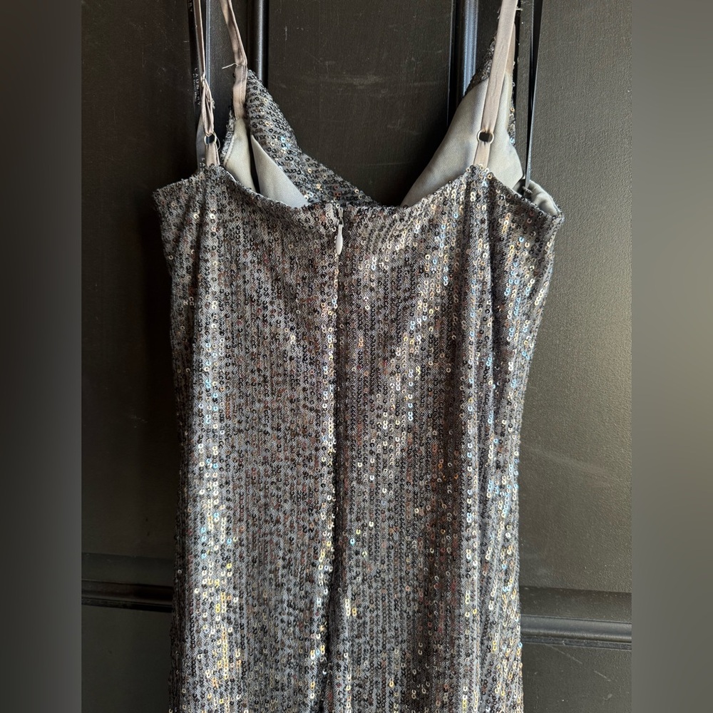 Laundry by Shelli Segal women's grey and silver sequin cowl neck dress Size 8 - Picture 12 of 12